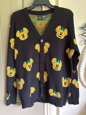 Disney Black Mickey Pumpkin Cardigan Sweater, clothes